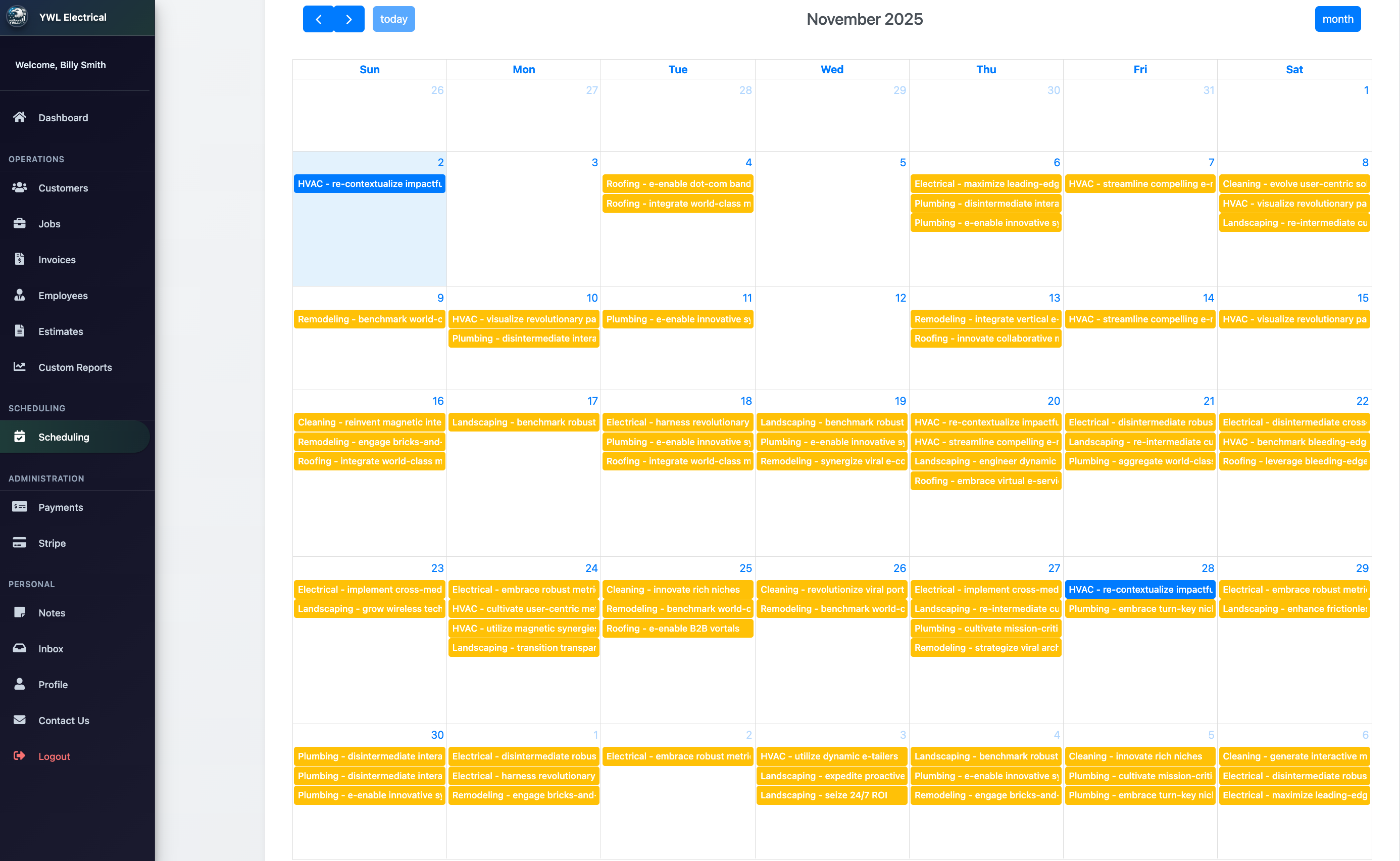 Calendar view
