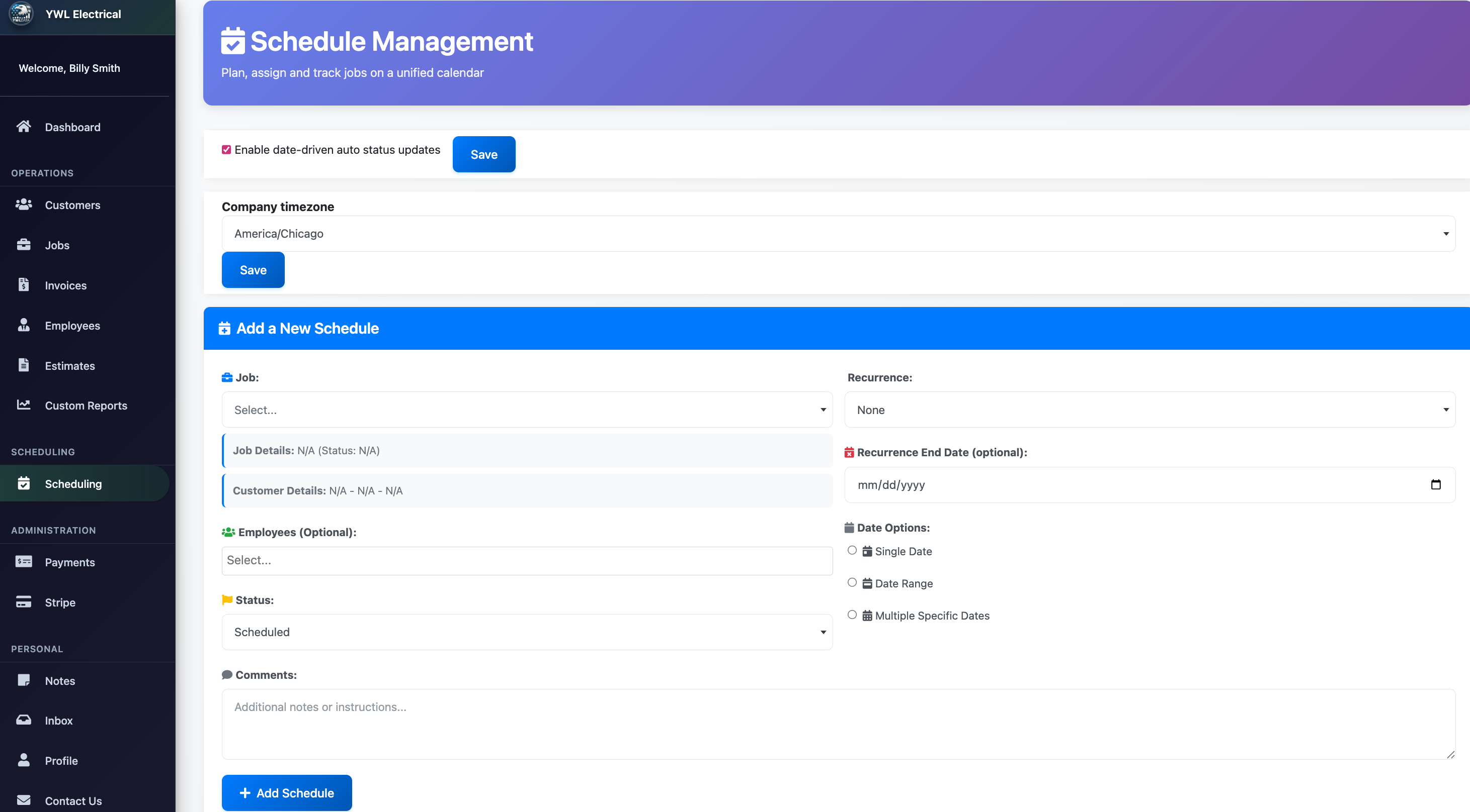 Schedule drag-and-drop